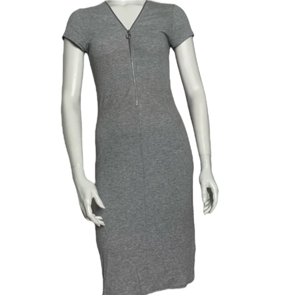 Grey O-Ring Zipper Midi Dress Medium - Picture 1 of 10